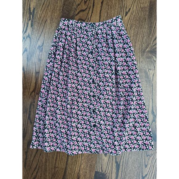 Vintage 80s Rose Corduroy Skirt CottageCore ShabbyChic Preppy Grunge Fall Winter - Picture 6 of 9